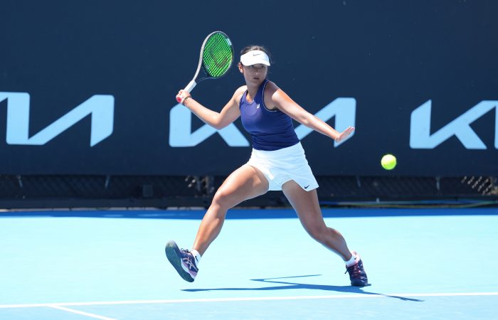 Gabrielle Villegas in action at the 2022 December Showdown. Picture: Tennis Australia