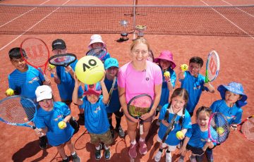 Daria Saville launches the AO Holiday Program at the Doncaster Tennis Club. Picture: Tennis Australia