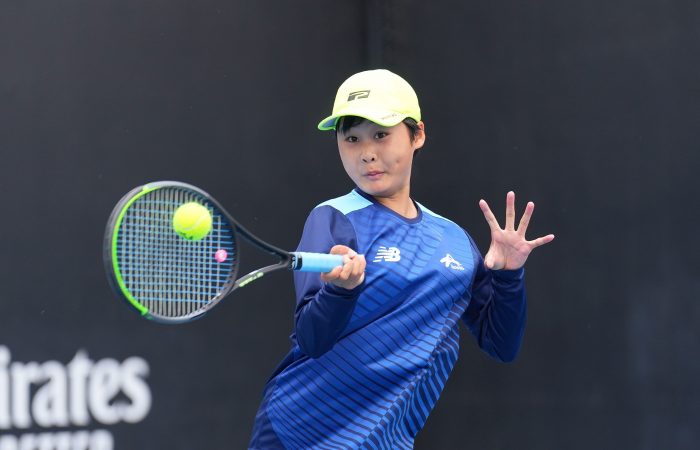 Aimee Jin in action at the 2022 December Showdown. Picture: Tennis Australia