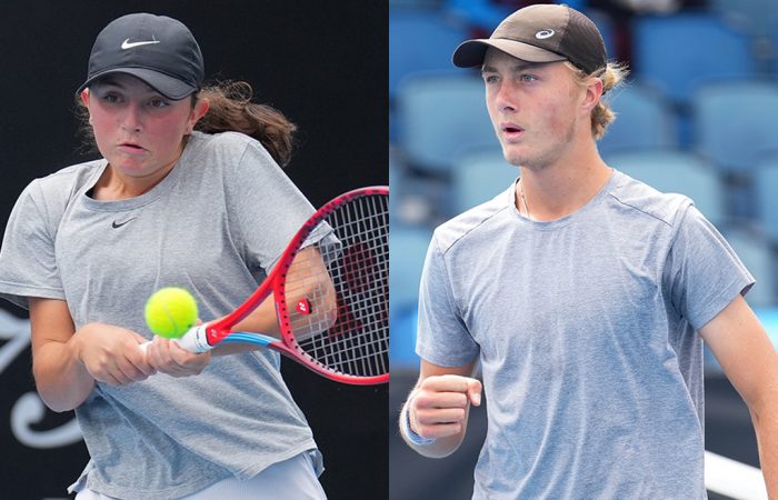 Gabby Gregg and Thomas Gadecki are the 2022 16/u Australian Championships singles winners. Pictures: Tennis Australia