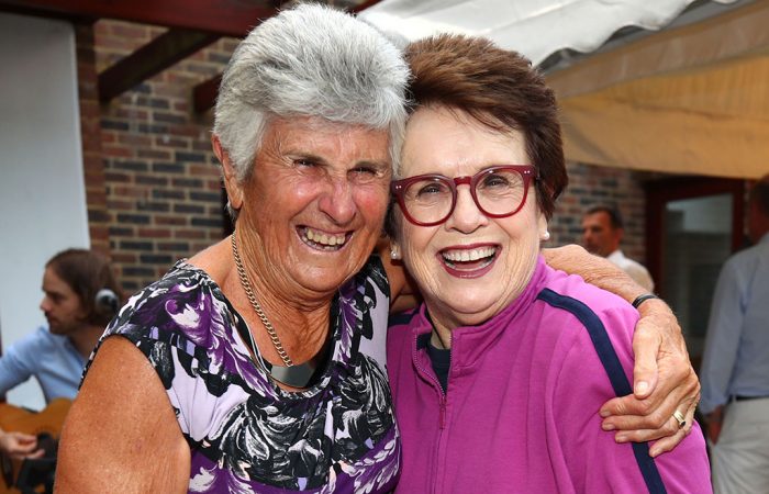 Judy Dalton and Bille Jean King at Wimbledon in 2018. Picture: Getty Images