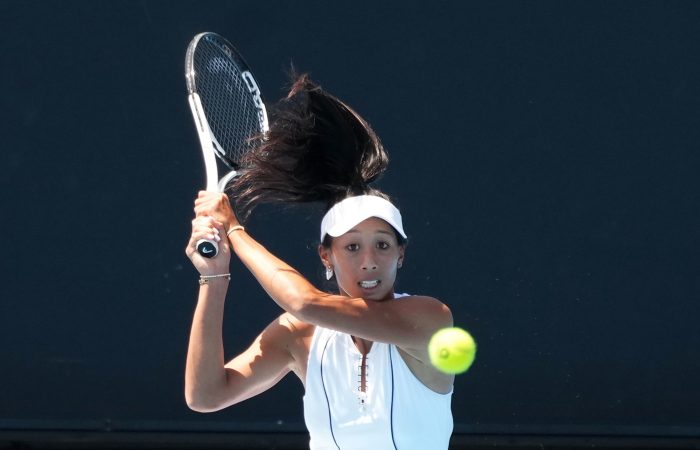 Priscilla Hon in action during Australian Open 2023 qualifying. Picture: Tennis Australia