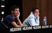 Jason Kubler and Rinky Hijikata talk to the media after their Australian Open 2023 semifinal victory. Picture: Tennis Australia
