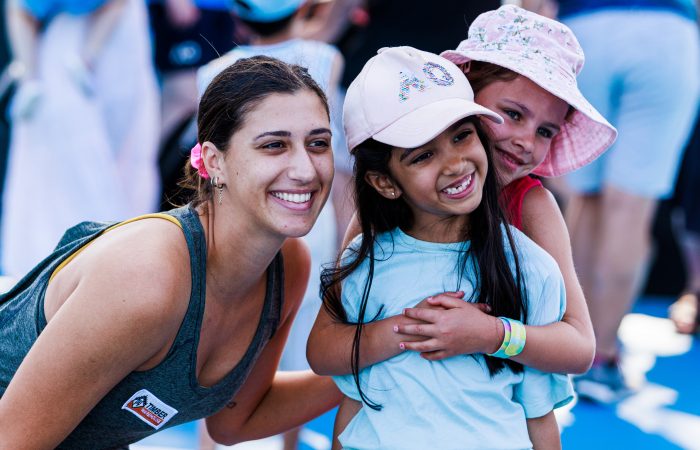 Jaimee Fourlis with young fans at Australian Open 2023. Picture: Tennis Australia