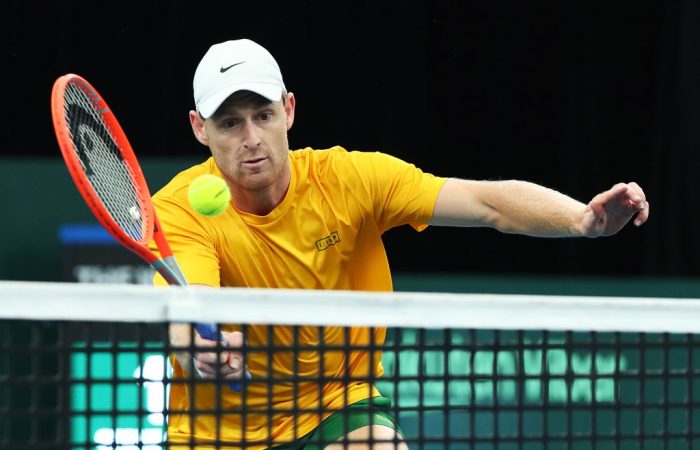 Luke Saville during a 2022 Davis Cup match. Picture: Getty Images