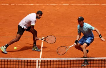 Rohan Bopanna and Matt Ebden in action at Madrid. Picture: Getty Images