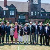 Owen Davidson with fellow International Tennis Hall of Fame inductees in 2018.