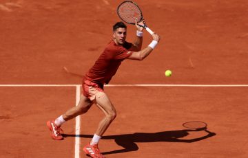Thanasi Kokkinakis in action at Roland Garros. Picture: Getty Images