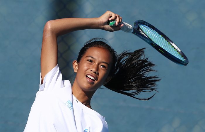Mia Chang during a Pacific women and girls camp at the Gold Coast. Picture: Tennis Australia