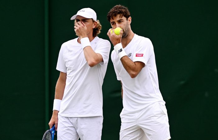 Max Purcell and Jordan Thompson are through to the third round in the Wimbledon 2023 gentlemen's doubles competition. Picture: Getty Images