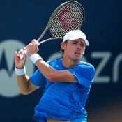 Alex de Minaur in action during his second-round win over Gabriel Diallo at the ATP Masters 1000 event in Toronto, Canada. (Getty Images)