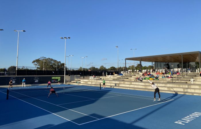Action at the City of Playford Tennis International in 2022. Picture: Tennis Australia