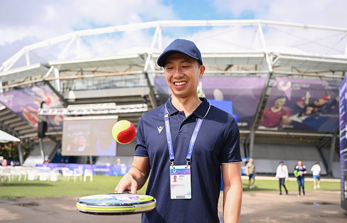A volunteer on Day 4 of the 2023 United Cup in Sydney on Sunday, January 1, 2023. MANDATORY PHOTO CREDIT Tennis Australia/ James Gourley