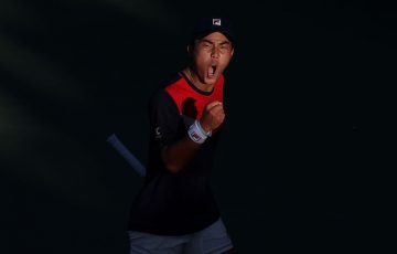 Rinky Hijikata celebrates at the US Open. Picture: Getty Images