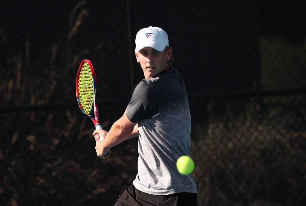 Cameron Burton in action during the Tennis Australia Talent Combine. Picture: Tennis Australia