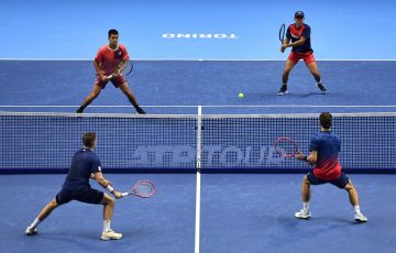 Jason Kubler and Rinky Hijikata at the ATP Finals. Picture: Getty Images