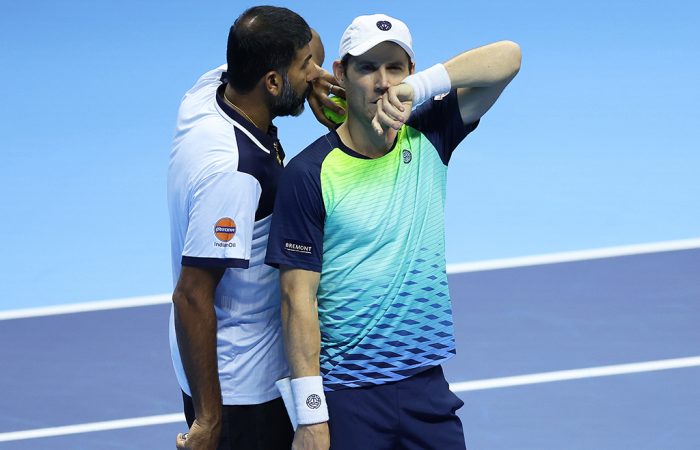 Matt Ebden and Rohan Bopanna at the ATP Finals in Italy. Picture: Getty Images