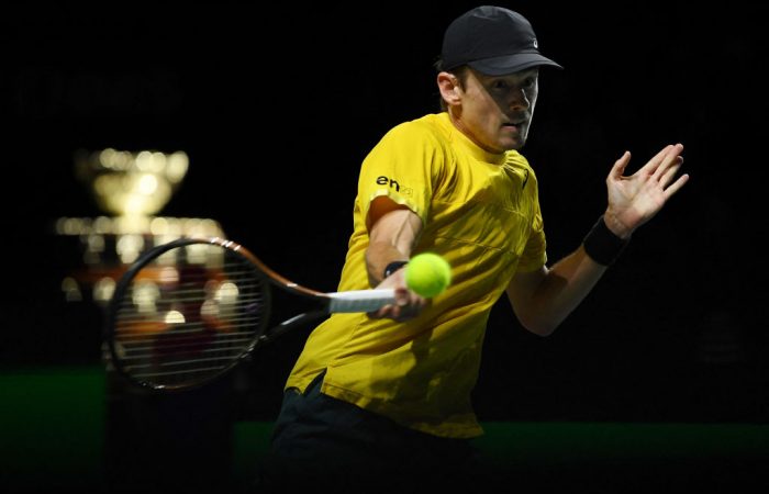 Alex de Minaur in Australia's Davis Cup semifinal win against Finland. Picture: Getty Images