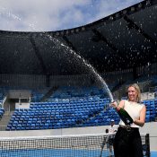 Storm Hunter celebrates her year-end world No.1 ranking in a ceremony at KIA Arena. (Getty Images)