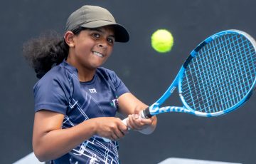 Isabella Cameron in action at the 2023 December Showdown. Picture: Tennis Australia