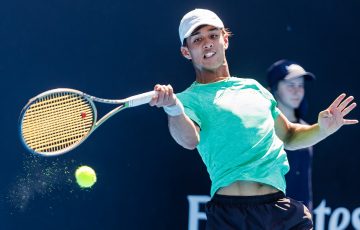 Alexander Despoja in action at the 2023 December Showdown. Picture: Tennis Australia