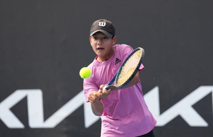 Connor McEvoy in action at the 2023 December Showdown. Picture: Tennis Australia