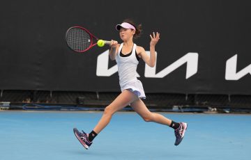 Hannah Park in action at the 2023 December Showdown. Picture: Tennis Australia