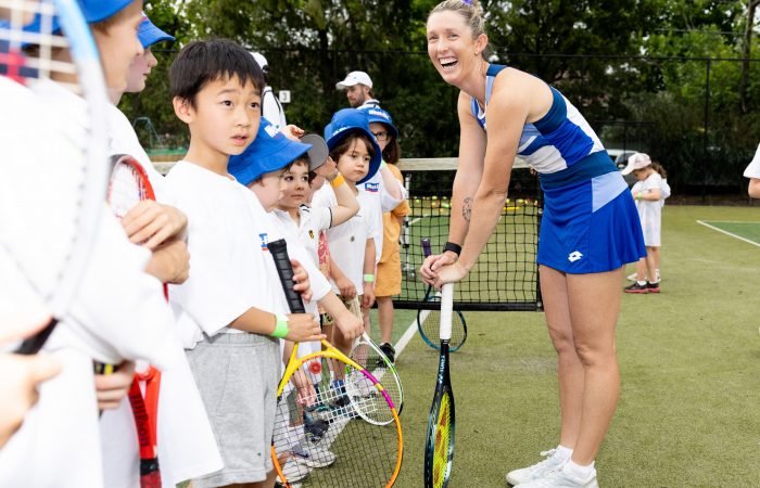 Storm Hunter. Launch of AO Holiday Programs and its new partnership with Weet-Bix. Malvern Tennis Club. Wednesday, December 13, 2023. MANDATORY PHOTO CREDIT Tennis Australia/ FIONA HAMILTON