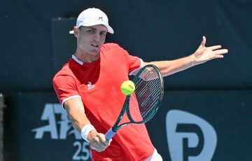 Chris O’Connell in action at the Adelaide International. Picture: Tennis Australia