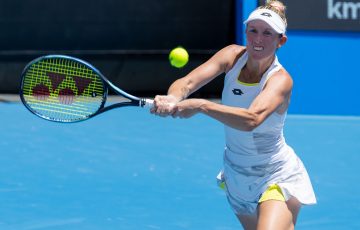 Storm Hunter in action during the Australian Open 2024 qualifying competition. Picture: Tennis Australia