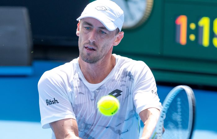 John Millman in action during Australian Open 2024 qualifying. Picture: Tennis Australia