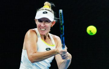 January 17: Storm Hunter (AUS) plays Laura Siegemund (GER) at John Cain Arena during the 2024 Australian Open on Wednesday, January 17, 2024. Photo by TENNIS AUSTRALIA / AARON FRANCIS