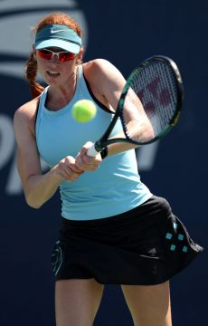 NEW YORK, NEW YORK - SEPTEMBER 03:  Maya Joint of Australia returns a shot against Renata Jamrichova of Slovakia during their Girls' Singles First Round match on Day Seven of the 2023 US Open at the USTA Billie Jean King National Tennis Center on September 03, 2023 in the Flushing neighborhood of the Queens borough of New York City. (Photo by Clive Brunskill/Getty Images)