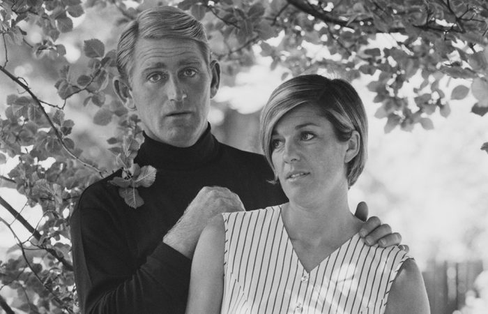 Australian tennis player Lew Hoad (L) with his wife, Australian tennis player Jenny Staley Hoad, UK, 24th June 1968. (Photo by David Cairns/Daily Express/Getty Images)