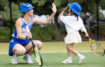 Storm Hunter. Launch of AO Holiday Programs and its new partnership with Weet-Bix. Malvern Tennis Club. Tuesday, December 12, 2023. MANDATORY PHOTO CREDIT Tennis Australia/ FIONA HAMILTON