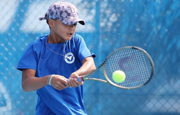 Ethan Domingo (NSW) during play at the West Lakes Tennis Club in Adelaide, as part of the 2023 12/u and 14/u Australian Hardcourt Championships on Tuesday, October 3, 2023. Photo by TENNIS AUSTRALIA/DAVID MARIUZ