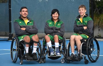 Yassin Hill, Jin Woodman and Ben Wenzel will represent Australia at the 2024 World Team Cup. Picture: Tennis Australia