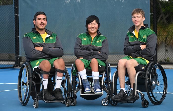 Yassin Hill, Jin Woodman and Ben Wenzel will represent Australia at the 2024 World Team Cup. Picture: Tennis Australia