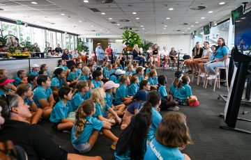 #NoLimitsGirls squad members during a breakfast event at Queensland Tennis Centre. Picture: Tennis Australia