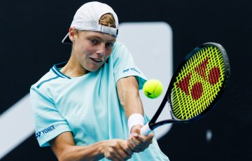 Cruz Hewitt, the son of Lleyton Hewitt, in action at Australian Open 2024. Picture: Tennis Australia