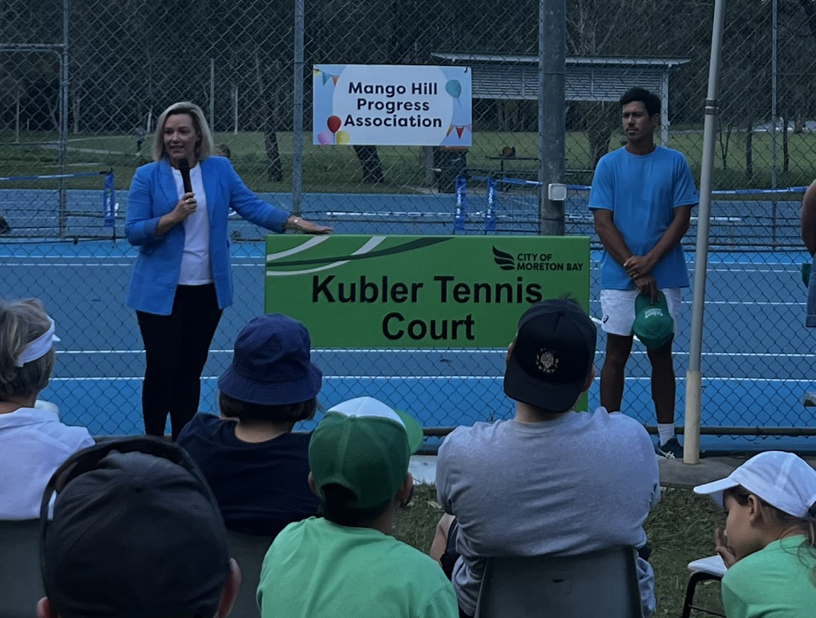 Jason Kubler during the official 'Kubler Tennis Court' naming ceremony.