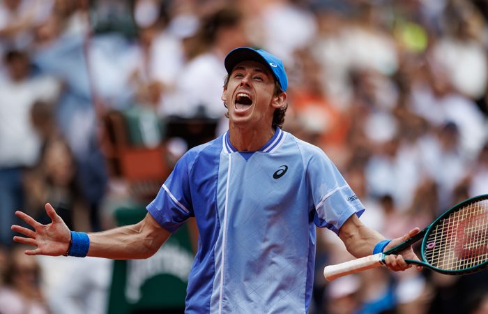 Alex de Minaur celebrates his fourth-round win at Roland Garros 2024. Picture: Tennis Australia